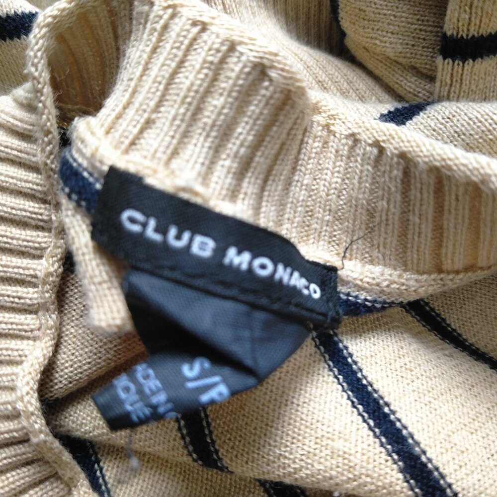 CLUB MONACO Striped Silk Blend 3/4 Sleeve Sweater Pocket Size Small Pullover - Picture 2 of 7